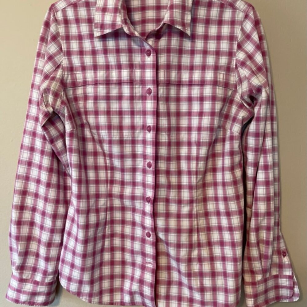 Duluth Trading Company Button Down Blouse Pink Small